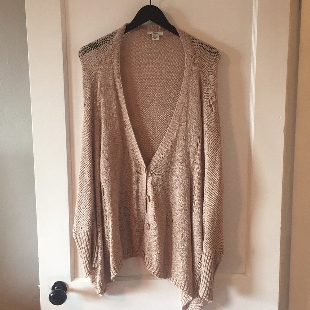Distressed drapey cardigan- blush pink
